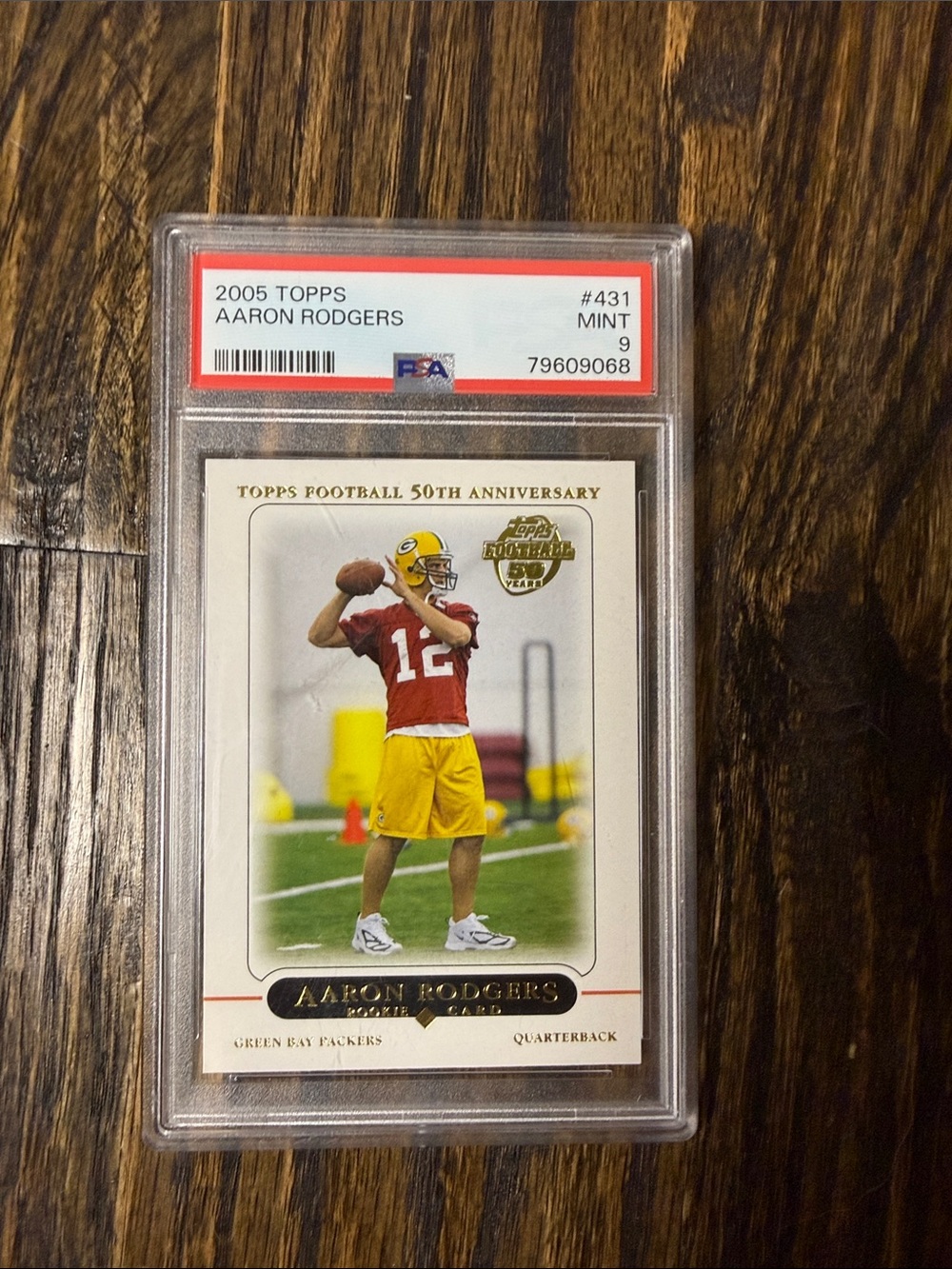 2005 Topps Aaron Rodgers’s rookie card PSA 9 MINT